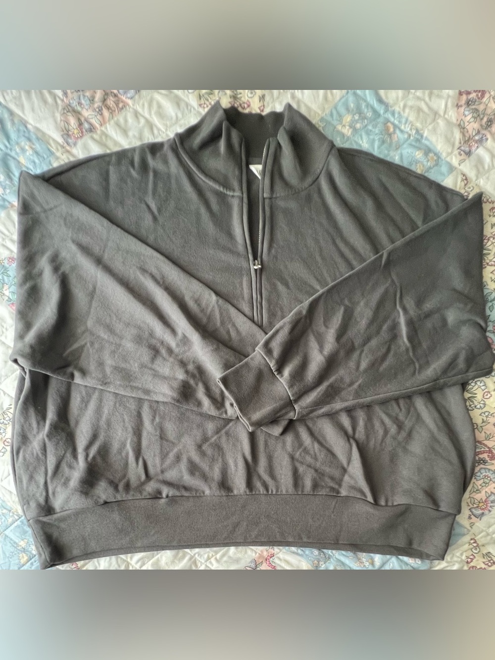 GAP Women's Dark Charcoal Quarter-Zip Sweatshirt